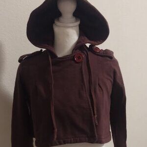 Mike & Chris Cropped Sweater Size Small Maroon Burgundy Cotton Jacket